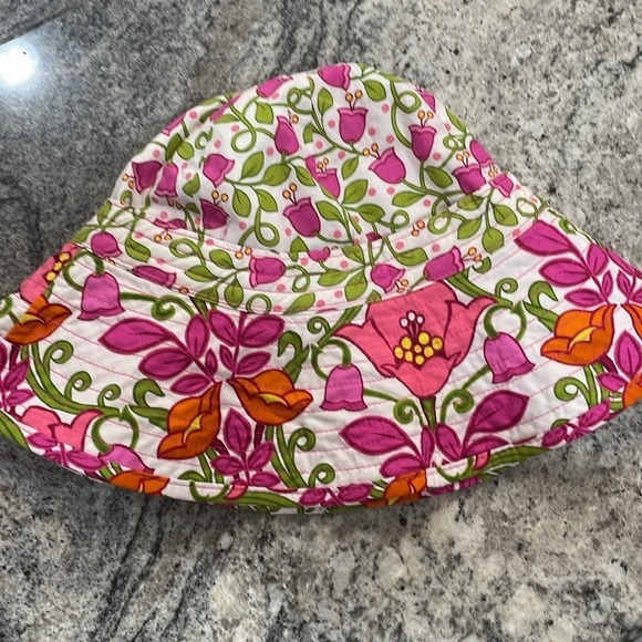 VERA BRADLEY Summer Bucket Hat, LILLI BELL Pink Orange Tulips, Reversible - Picture 4 of 4